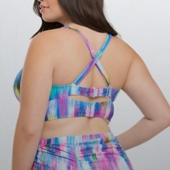Torrid Multicolor Endless Stripe Push-up Demi Bikini Top Size 4X New with Tags - Picture 2 of 9